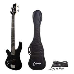 Casino CTB-24S-BLK ’24 Series’ Left Handed Short Scale Tune-Style Electric Bass Guitar Set