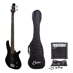 Casino CTB-24S-BLK ’24 Series’ Tune-Style Electric Bass Guitar and 15 Watt Amplifier Pack