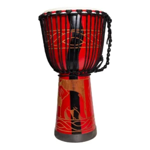 Drumfire ‘Majestic Series’ 12″ Natural Hide Traditional Rope Djembe (Red)