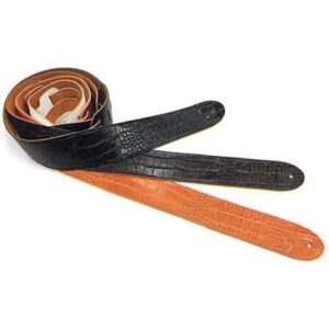 Fretz ‘Crocodile’ PU Leather Embossed Guitar Strap (Dark Brown)