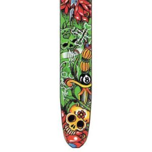 Fretz ‘Goth’ High Resolution Printed Leather Guitar Strap (8 Ball Skulls)