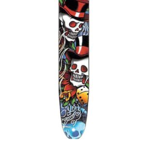 Fretz ‘Goth’ High Resolution Printed Leather Guitar Strap (Top Hat Skull)
