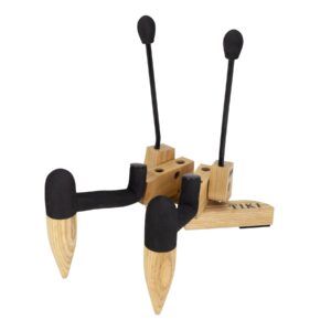 Fretz ‘Woodie 4’ Wooden Folding Ukulele and Violin Stand with Tiki Logo (Natural)