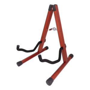 Fretz ‘Woodie 5’ Wooden Folding A-Frame Acoustic and Electric Guitar Stand (Red Stain)