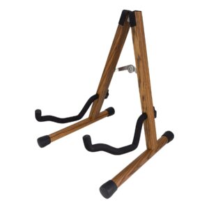 Fretz ‘Woodie 5’ Wooden Folding A-Frame Acoustic and Electric Guitar Stand (Zebrawood)