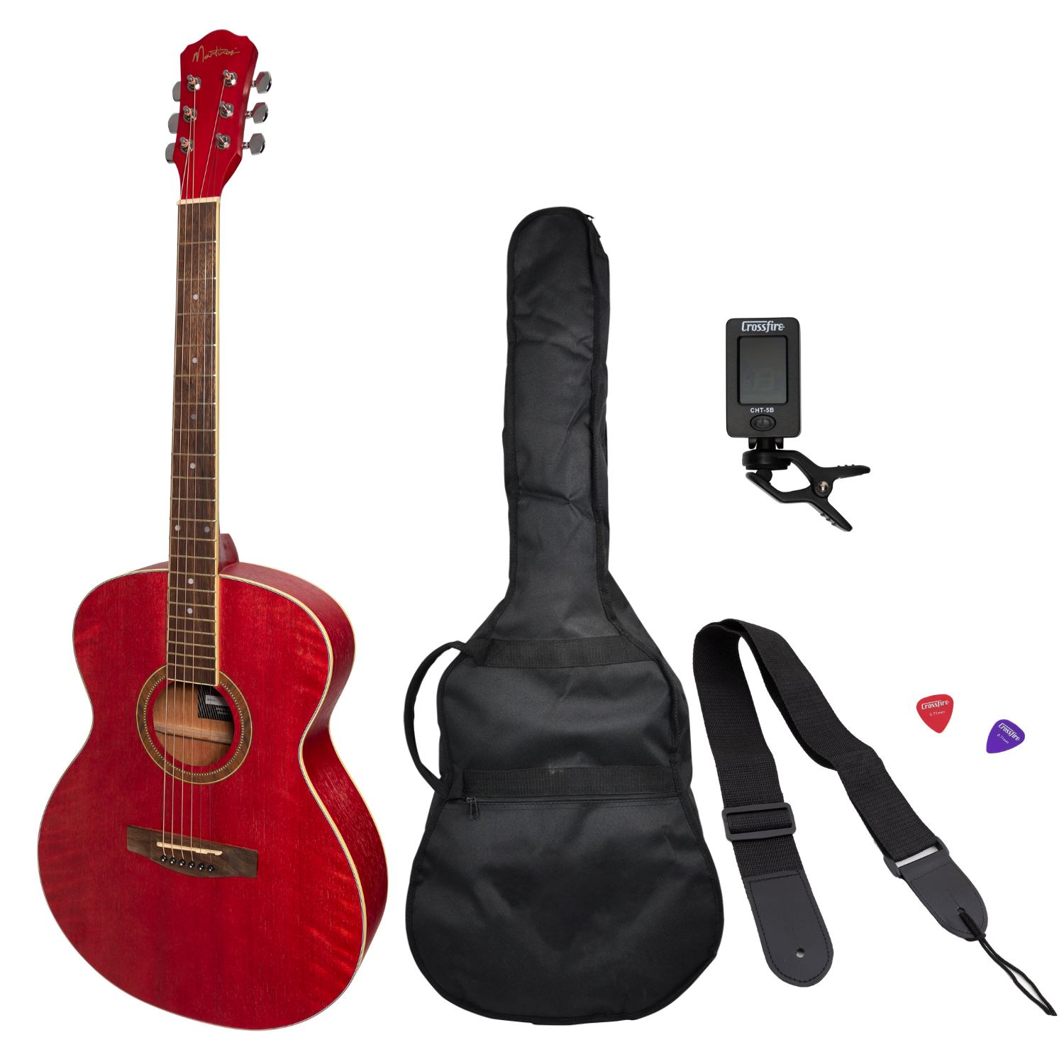 Martinez '41 Series' MP-F2-PNK Folk Size Acoustic Guitar Pack