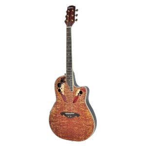 Martinez MRC-63-NGL ‘Flame Finish’ Acoustic-Electric Roundback Cutaway Guitar in Nature Gloss