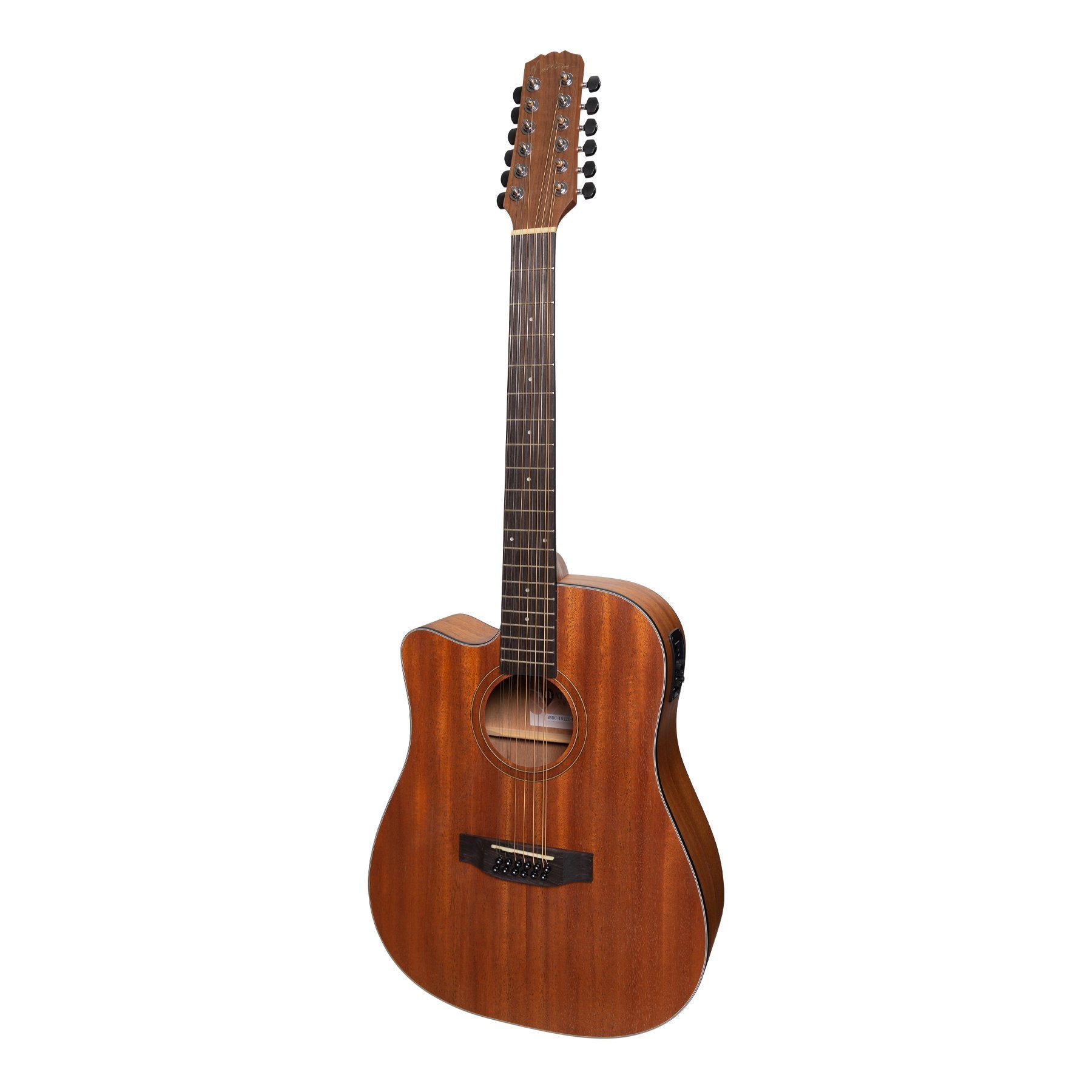 Martinez MNDC-1512L-MOP 'Natural Series' Left Handed Mahogany Top 12-String Acoustic-Electric Dreadnought Cutaway Guitar