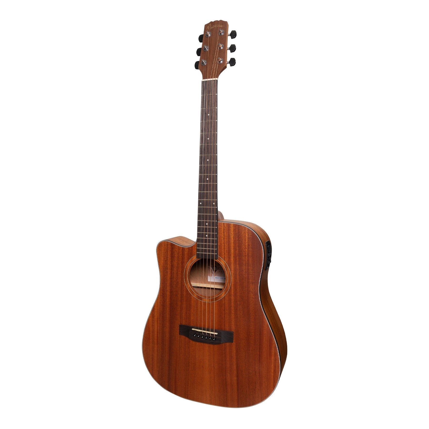 Martinez MNDC-15SL-MOP 'Natural Series' Left Handed Solid Mahogany Top Acoustic-Electric Dreadnought Cutaway Guitar