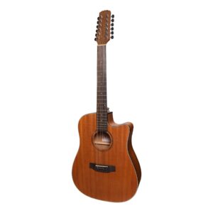 Martinez MNDC-1512-MOP ‘Natural Series’ Mahogany Top 12-String Acoustic-Electric Dreadnought Cutaway Guitar