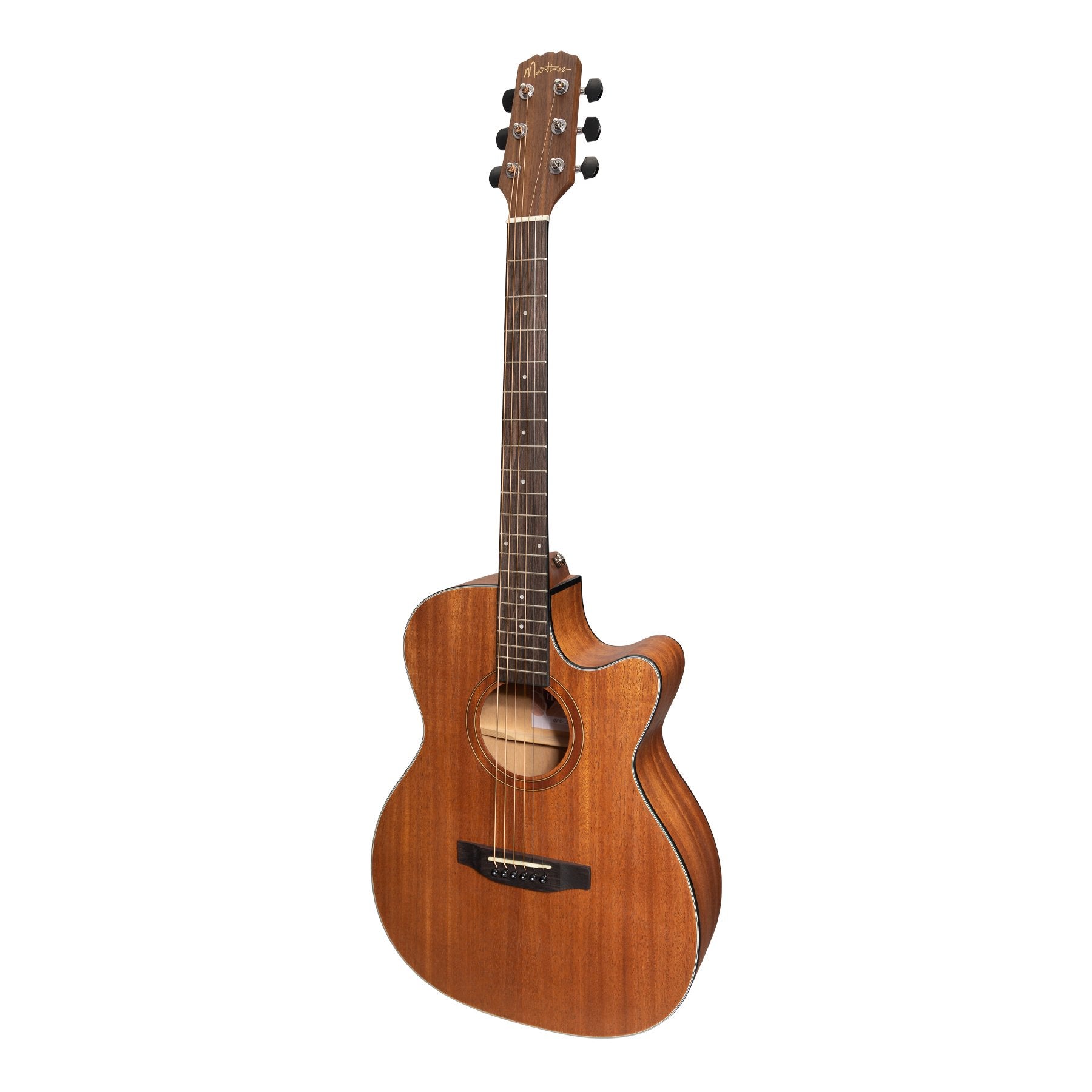 Martinez MNFC-15-MOP 'Natural Series' Mahogany Top Acoustic-Electric Small Body Cutaway Guitar