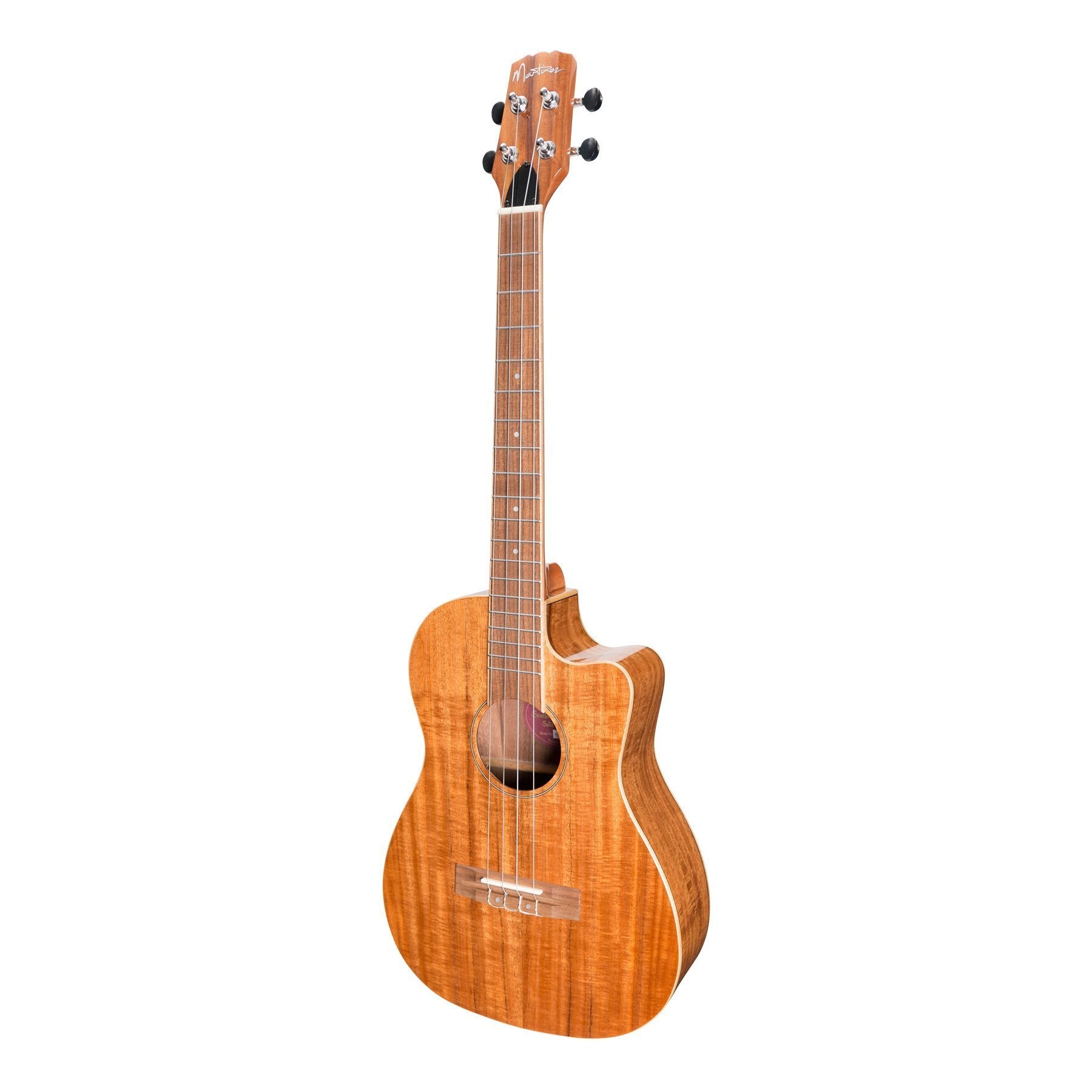 Martinez 'Southern Belle 8 Series' KoSolid Top Electric Cutaway Baritone Ukulele with Hard Case