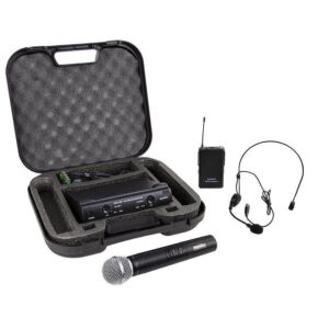 Soundart SWS-290-MBP Twin-Channel Wireless Microphone Set with Lapel, Headset and Handheld Mics