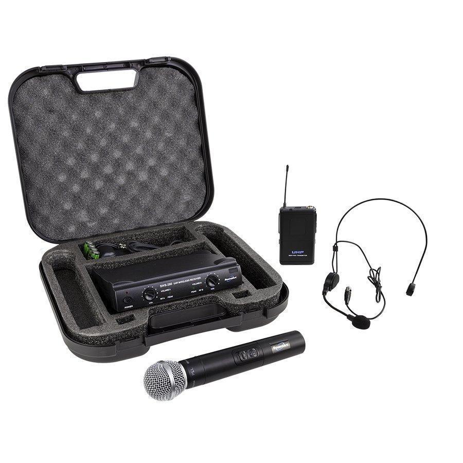 Soundart SWS-290-MBP Twin-Channel Wireless Microphone Set with Lapel, Headset and Handheld Mics