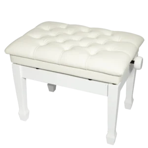 Crown Deluxe Tufted Hydraulic Height Adjustable Piano Bench (White)
