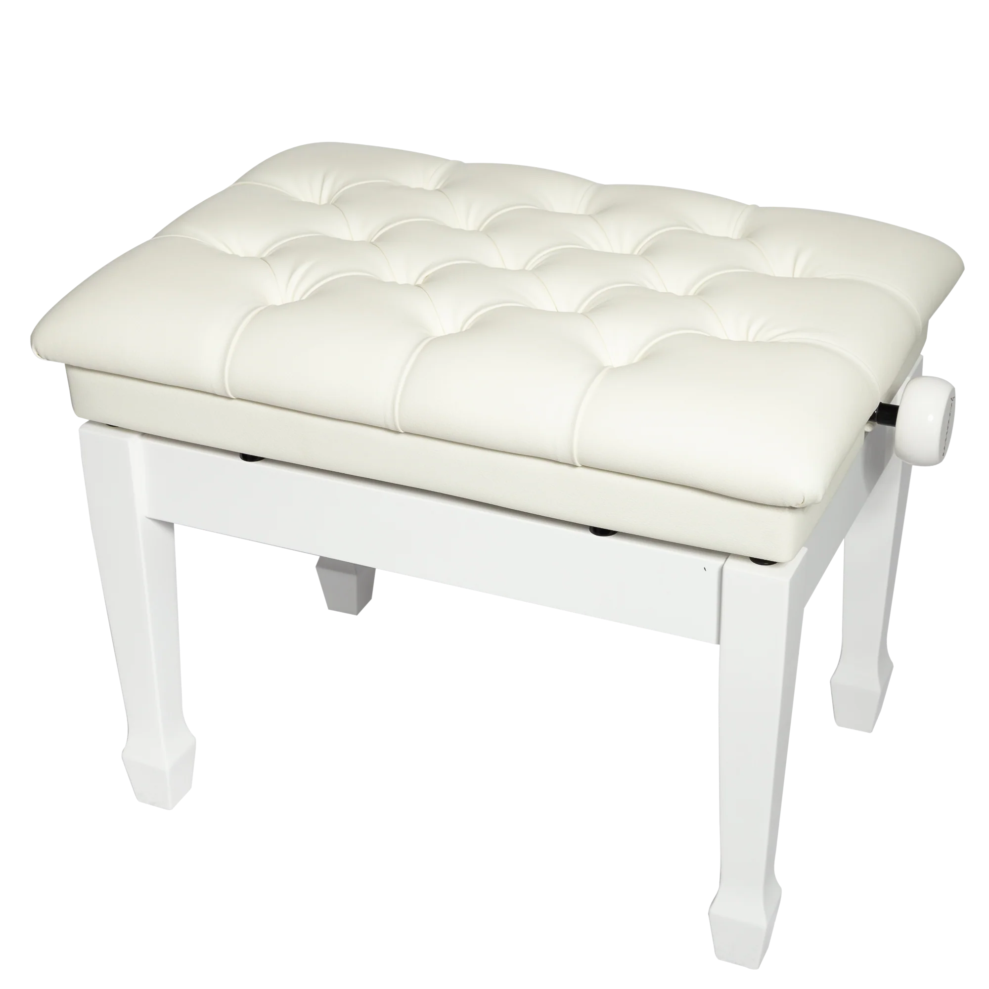 Crown Deluxe Tufted Hydraulic Height Adjustable Piano Bench (White)