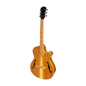 Martinez Jazz Hybrid Acoustic Gloss Small Body Cutaway Guitar (Jati-Teakood)