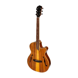 Martinez Jazz Hybrid Acoustic-Electric Gloss Small Body Cutaway Guitar (Koa)