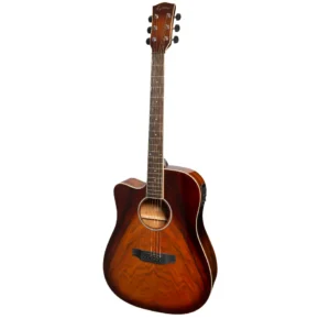 Martinez ’31 Series’ Daowood Acoustic-Electric Dreadnought Cutaway Guitar Left-Handed (African Brownburst)