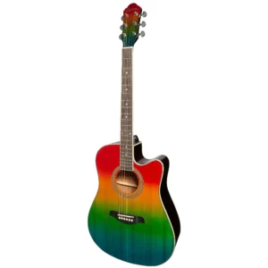 Martinez ’41 Series’ Dreadnought Acoustic Guitar. Cut-away Gloss Finish (Rainbow Gloss)