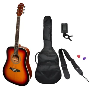 Martinez ’41G Series’ Dreadnought Acoustic Guitar Pack (Gloss Sunburst)