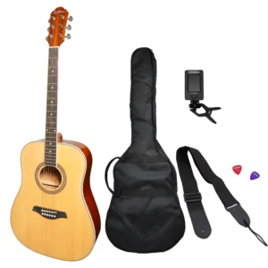 Martinez ’41G Series’ Dreadnought Acoustic Guitar Pack (Natural Gloss)