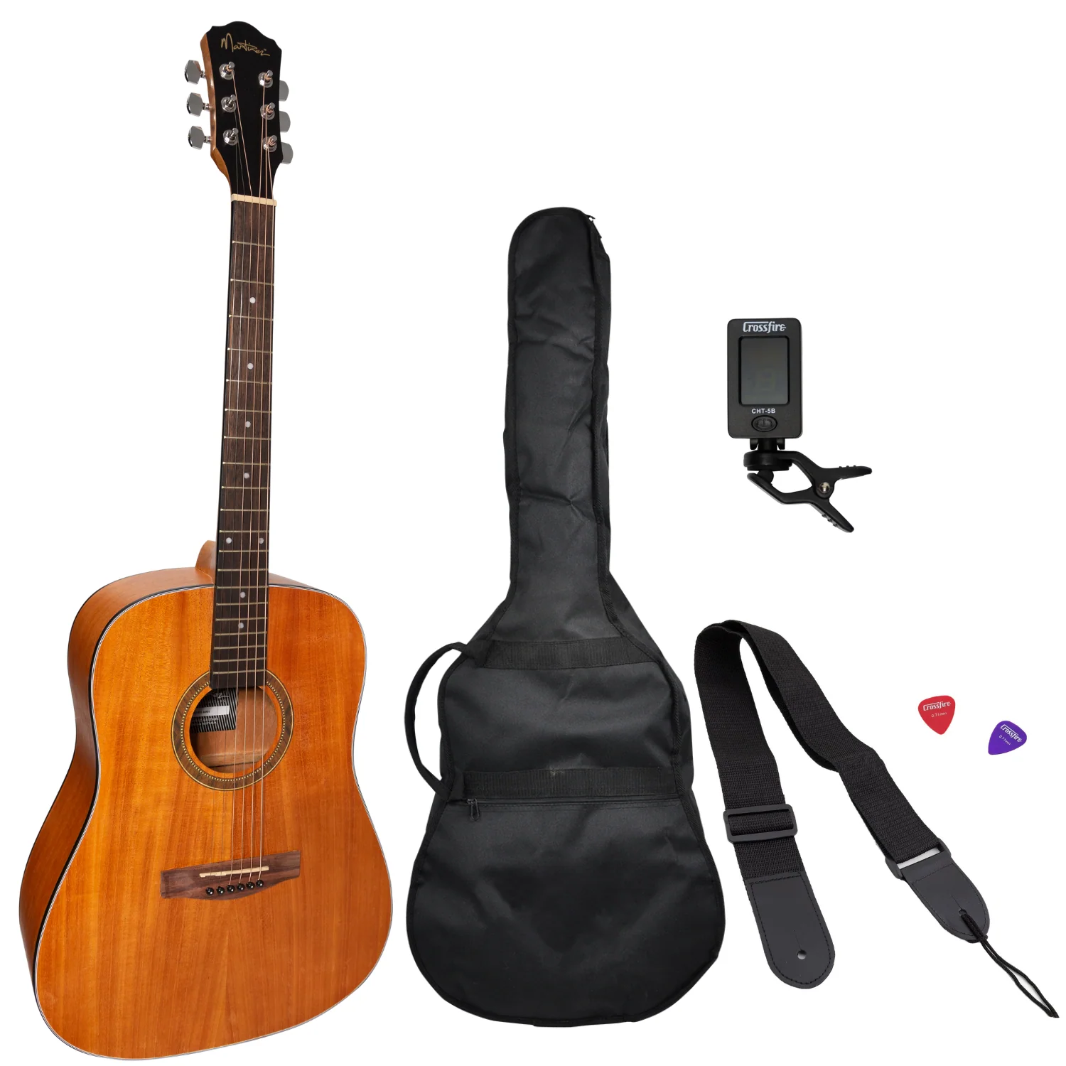 Martinez Left Hand '41 Series' Dreadnought Acoustic Guitar Pack (Mahogany)