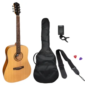 Martinez Left Hand ’41 Series’ Dreadnought Acoustic Guitar Pack (Spruce / Koa)