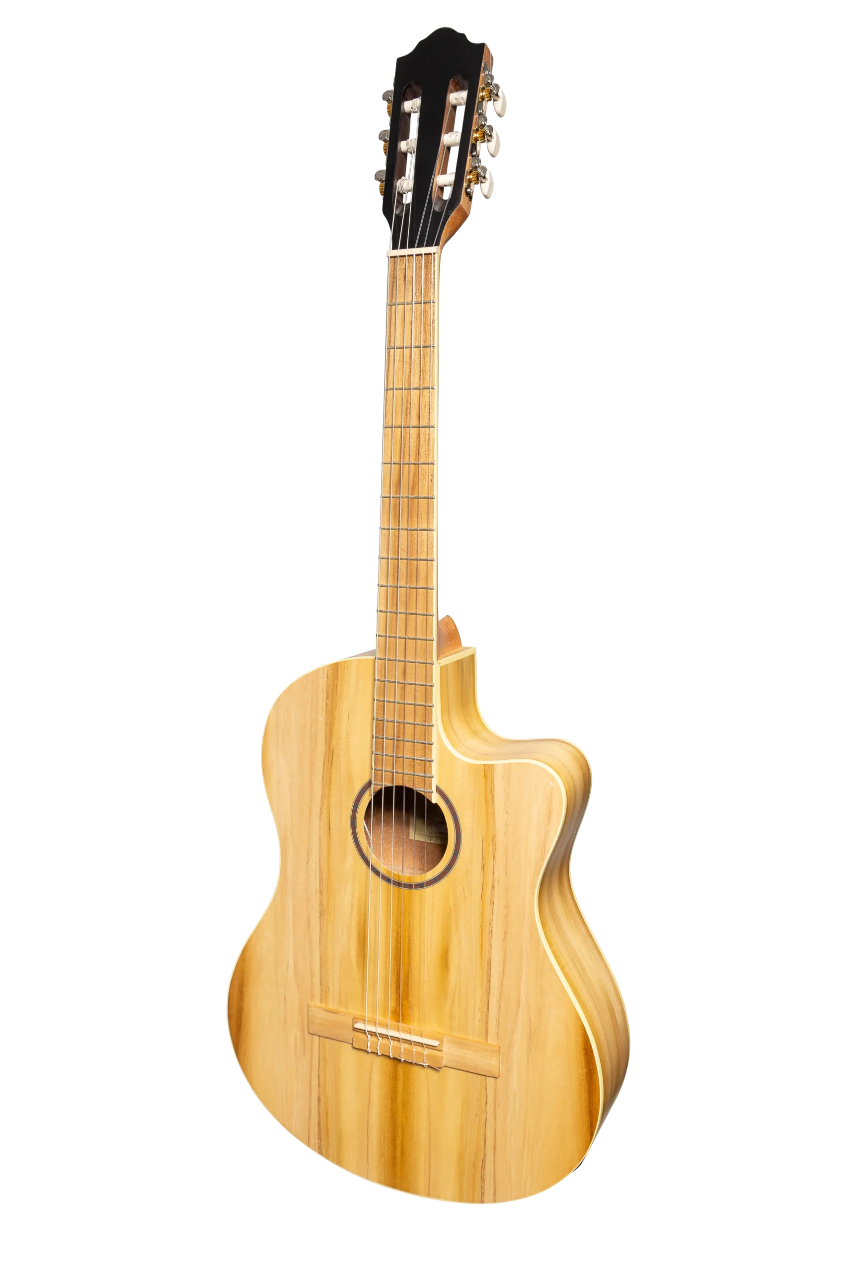Martinez 'Slim Jim' Full Size Electric Classical Guitar with Pickup/Tuner Cutaway (Jati-Teakwood)