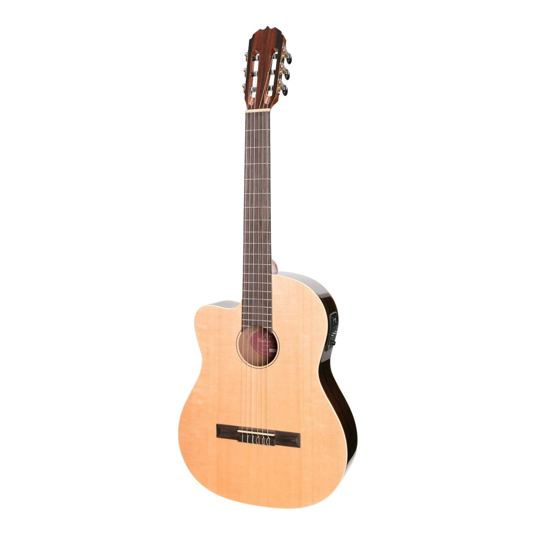 Martinez 'Southern Star Series' Spruce Solid Top Acoustic-Electric Classical Cutaway Guitar (Natural Gloss)