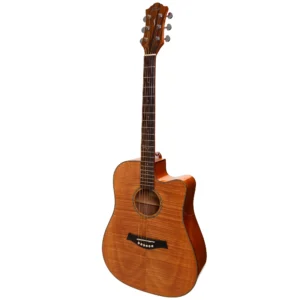 Ranch Flame Maple Top Acoustic Dreadnought Left Handed Cutaway Guitar (Natural Gloss)
