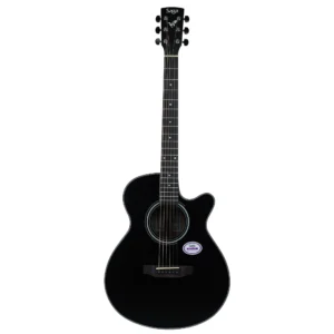 Saga ‘600 Series’ Spruce Top Folk Acoustic-Electric Cutaway Guitar (Black)
